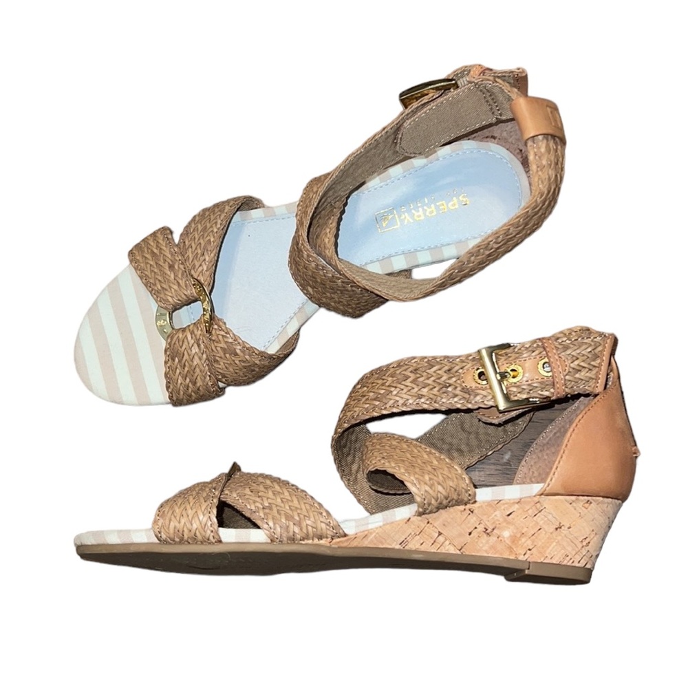 Sperry Top Sider Alvina Strappy Woven Leather Wedge Sandals
